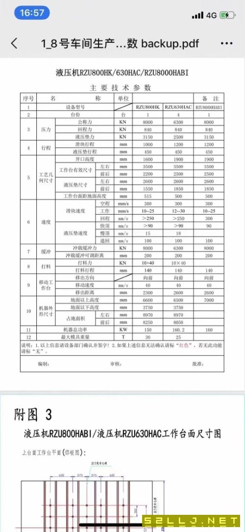 在位出售框架液壓機，800噸2臺，630噸4臺，臺面2500x3500移動工作臺多點頂.