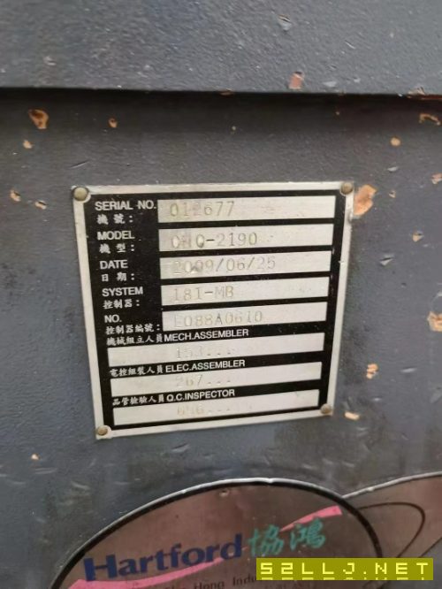 出售：臺灣協鴻2190數控龍門銑，BT50主軸，齒輪頭，6000轉，三軸行程XYZ:20.