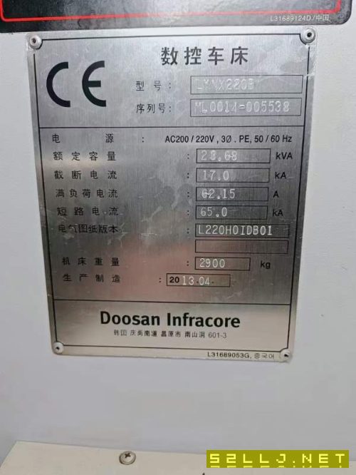 同款4臺，韓國原裝斗山220數控車床，配A2-6主軸過棒料.