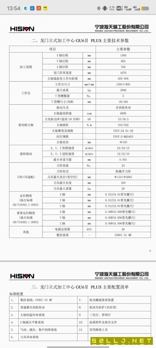 寧波海天GU6PLUS龍門立式加工中心，發(fā)那科0iMFplus系.