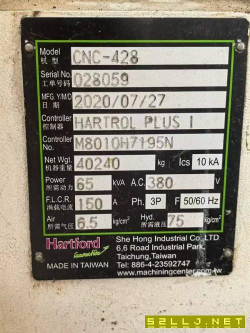 2020年臺灣協鴻4028龍門加工中心，三菱系統，三線軌，.